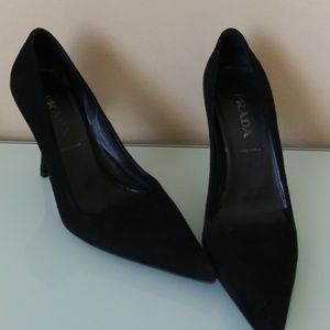 Prada Black Suede Heels